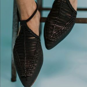 Free People Dana Woven Leather Pointed Toe Flats | Strap Sandals